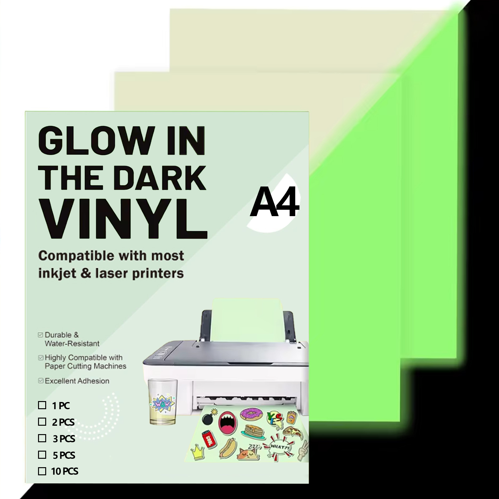 A4 사이즈 야광 인쇄 가능 비닐 스티커 용지 (잉크젯 - Commercial Vinyl Printing 리뷰 및 가격