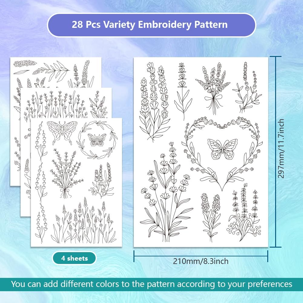 라벤더 꽃 나비 수용성 스틱 및 스티치 자수 패턴 자가 - Embroidery Stabilizer Backing 리뷰 및 가격
